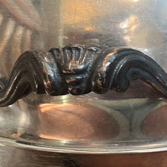 Vintage Silver Plated Steel Lion Head Round Chafer Chafing Dish Brass Legs - Picture 6 of 8